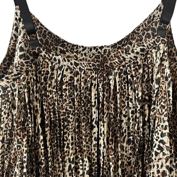 Comme leopard animal print tank top w/full fringe layer & adjustable straps - Picture 8 of 15
